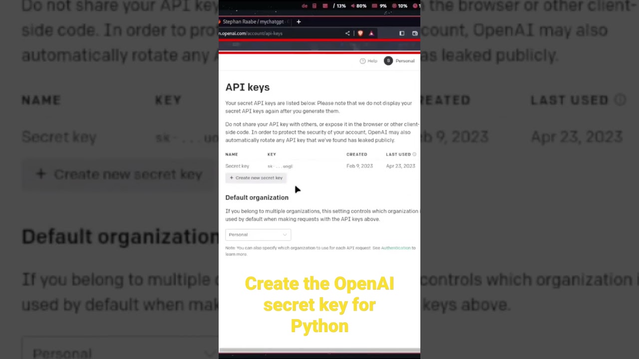 Generate OpenAI ChatGPT API Key for Python π