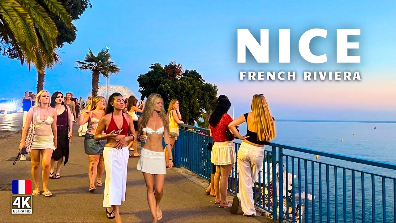 Nice, France 4K Walking Tour 🇫🇷 French Riviera Night Walk | Beach & Old Town