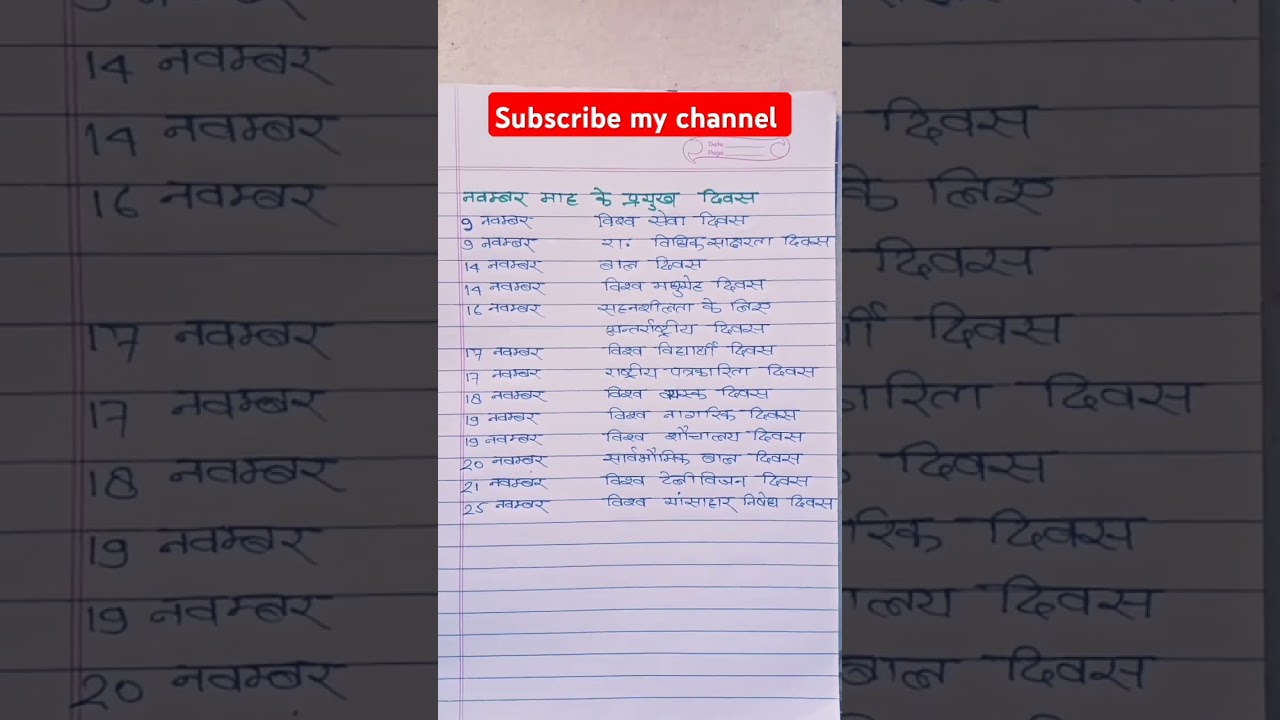 November के प्रमुख दिवस 🇮🇳