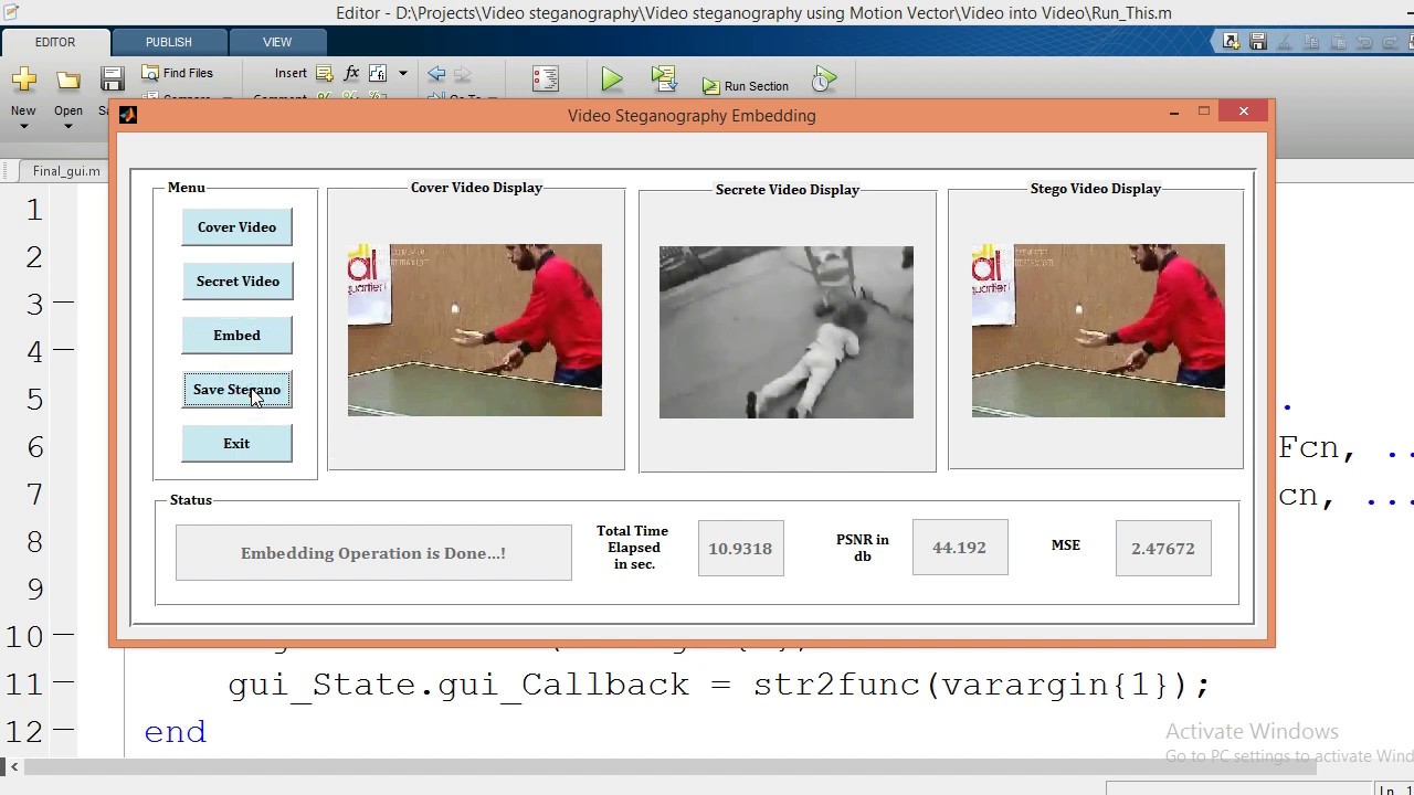 MATLAB Video Steganography: Hide Secret Video Within a Cover Video 🎥