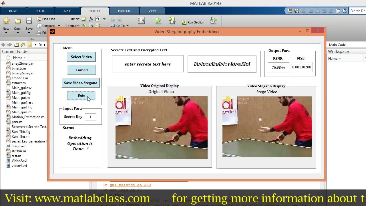 Secure Video Steganography in MATLAB with Password & AES Encryption 🔐