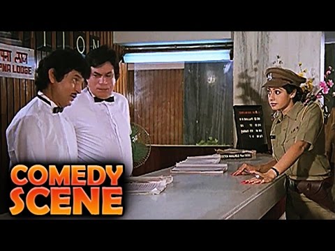 Sridevi & Kader Khan Comedy Scene in Jawab Hum Denge 🎬