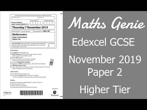 Edexcel GCSE Maths November 2019 2H Exam Paper Walkthrough