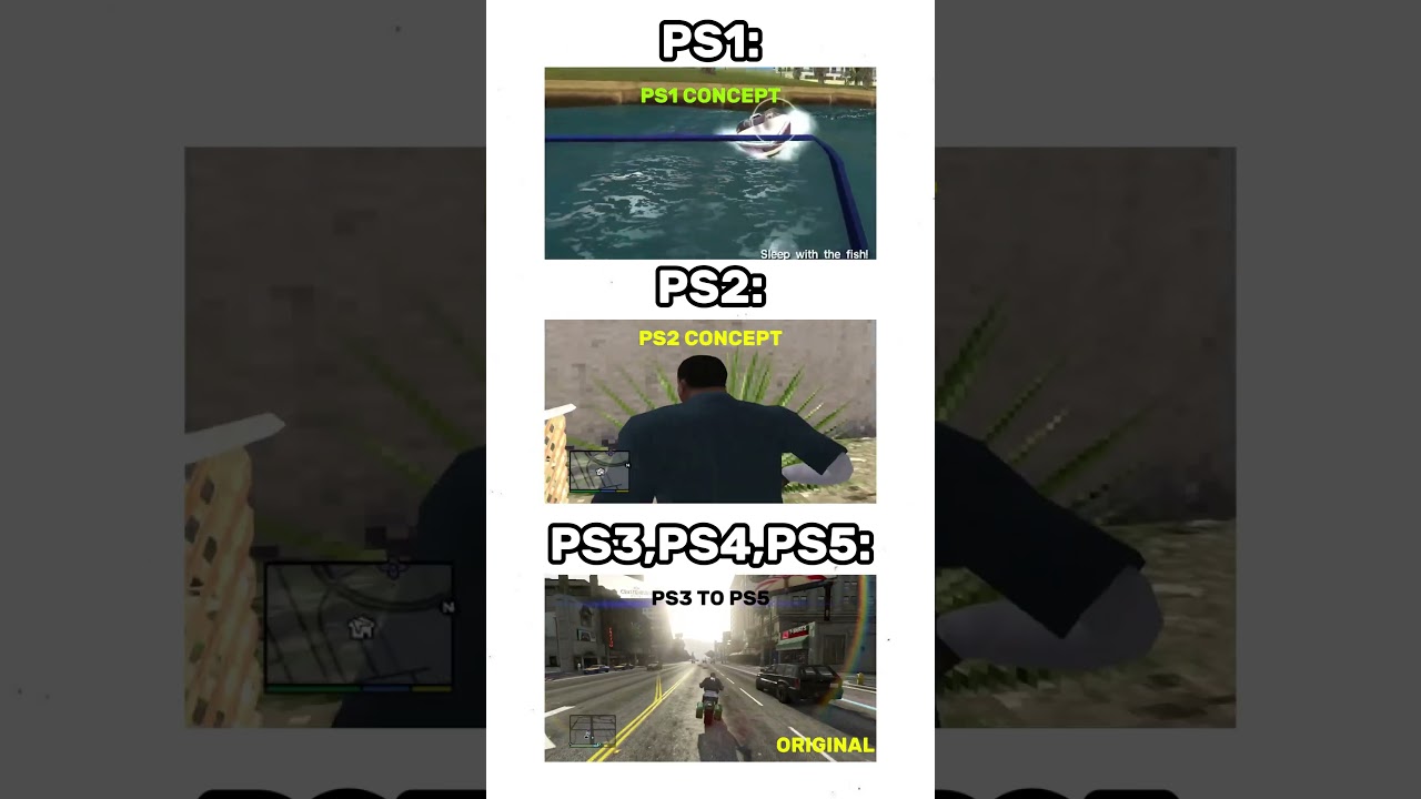 GTA 5 GAMEPLAY IN PS1,PS2,PS3,PS4,PS5 CONSOLES #gta #playstation #shorts #gta5