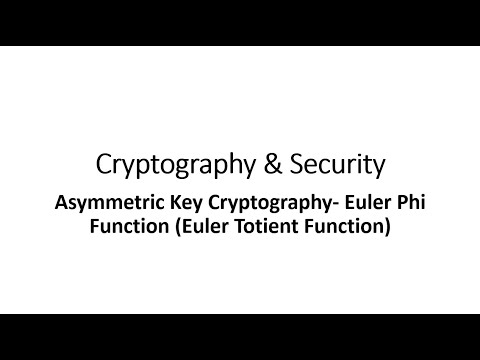 Asymmetric Key Cryptography - Euler Phi Function (Euler Totient Function)