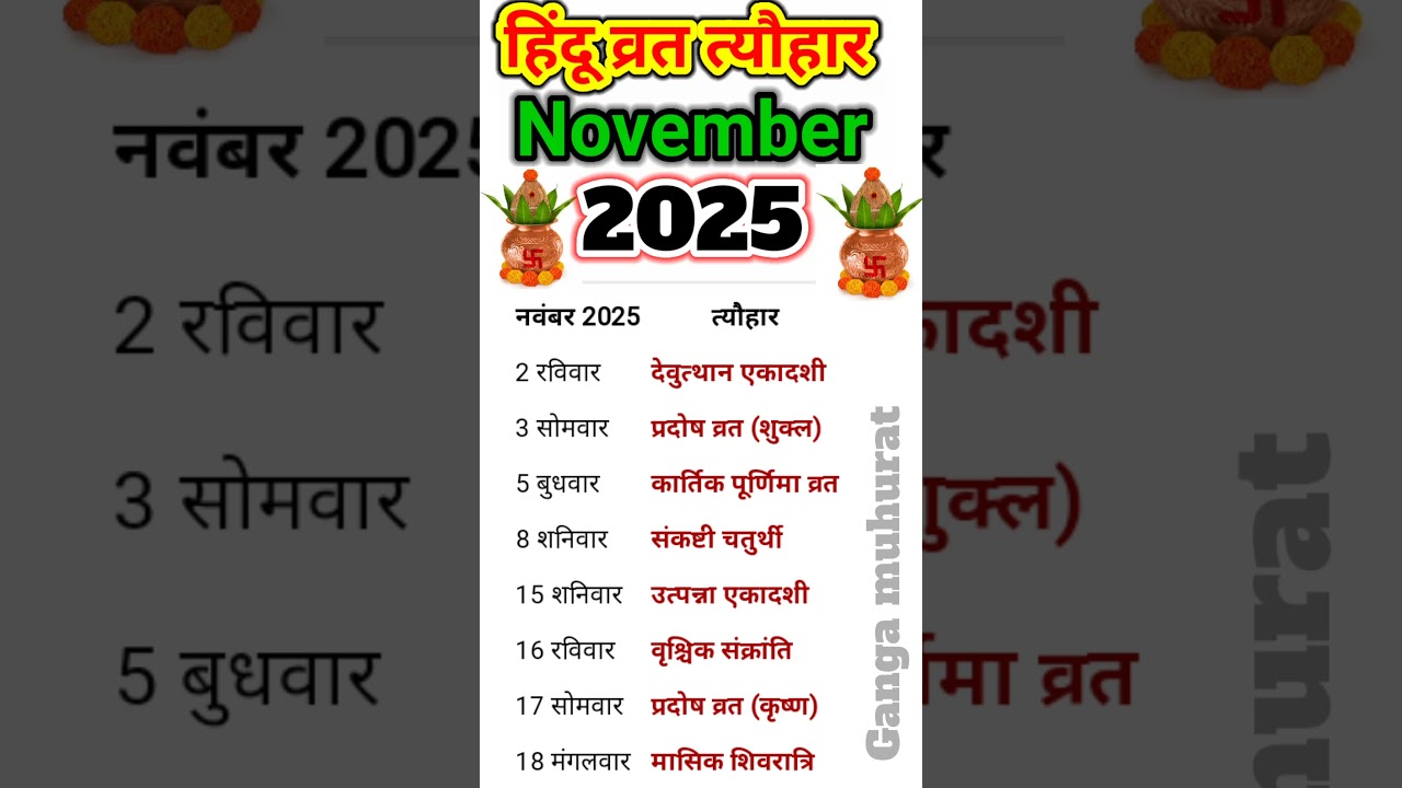 November 2025 Festival & Vrat Calendar: Complete List of Celebrations 🎉