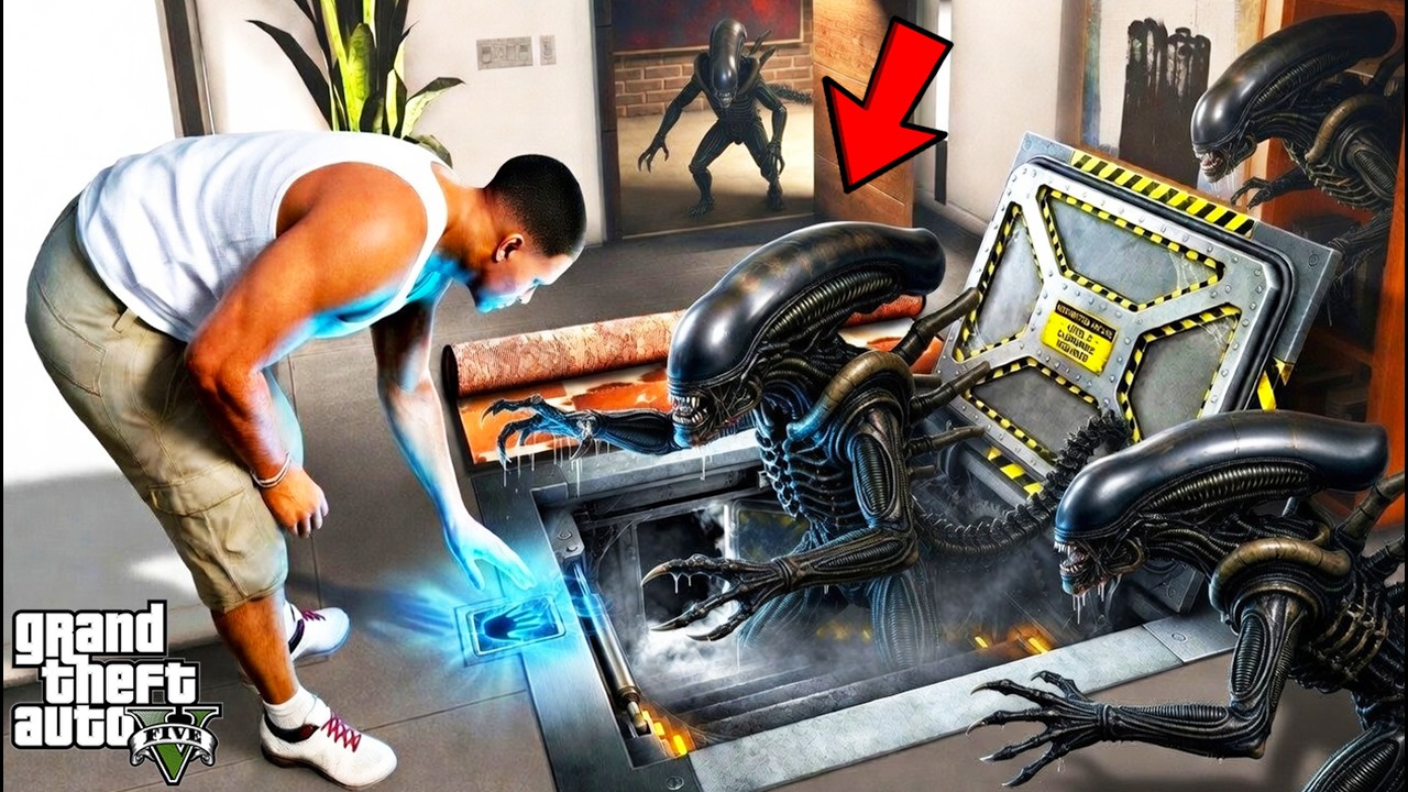 GTA 5: Franklin's Secret Basement Hideout from Aliens 🛸