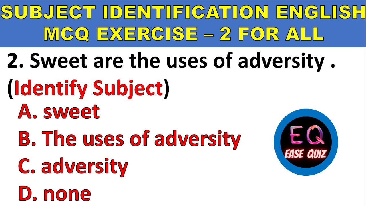 Test Your Subject Identification Skills English Grammar Quiz Video to find subject mcq quiz english