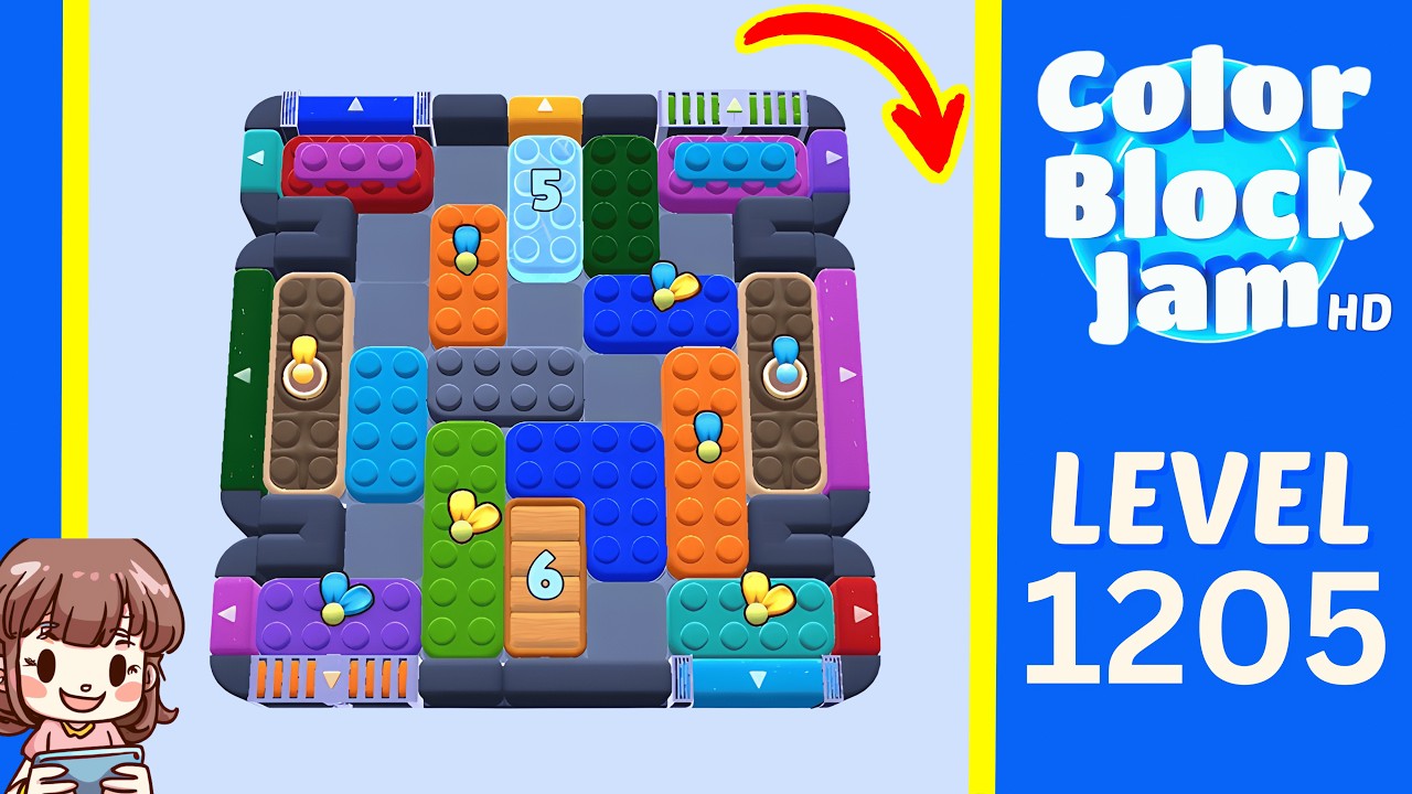 Color Block Jam Level 1205 Solution 🟩🟨🟥🟦