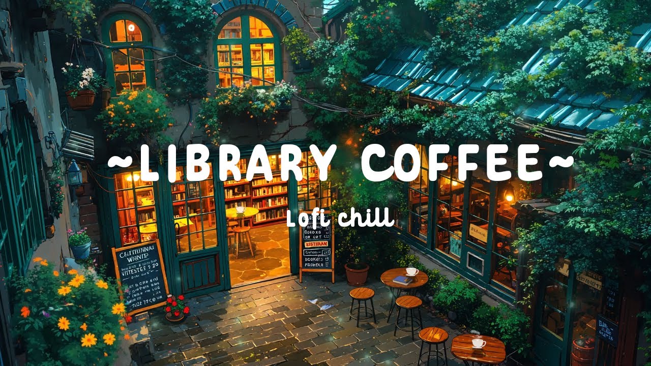 Relaxing Lofi Beats in Cozy Library Coffee Shop ☕ — Perfect for Studying, Working & Relaxing