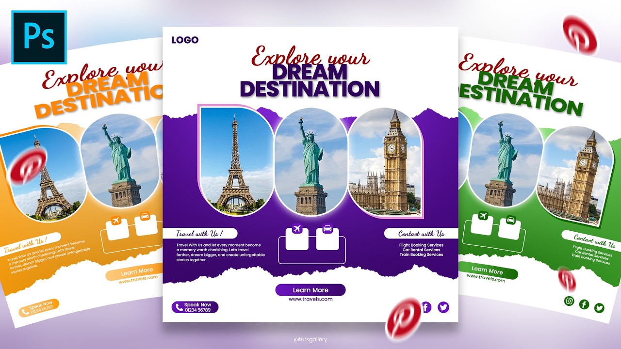 Modern Travel Poster Design for Social Media ✈️