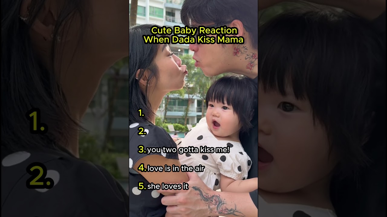 Cute Baby Reacts to Dad Kissing Mom ๐