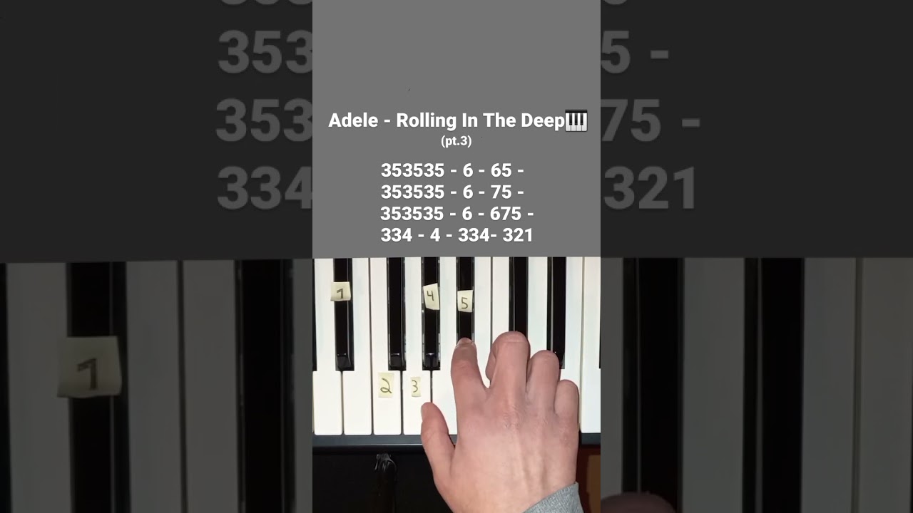 Adele - Rolling In The Deep | Easy Piano Tutorial (pt.3) #shorts #short #music #how #fyp #tutorial