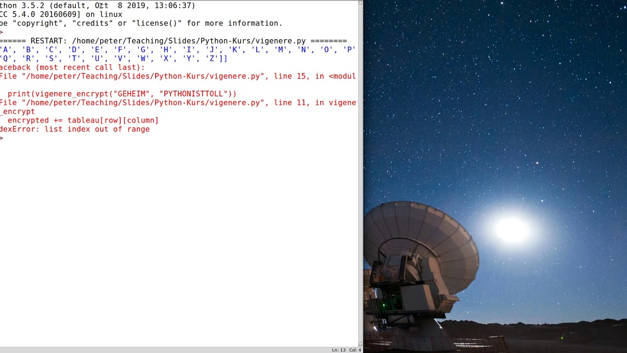 Python für Anfänger, Folge 58: Implementierung der Vigenère-Verschlüsselung