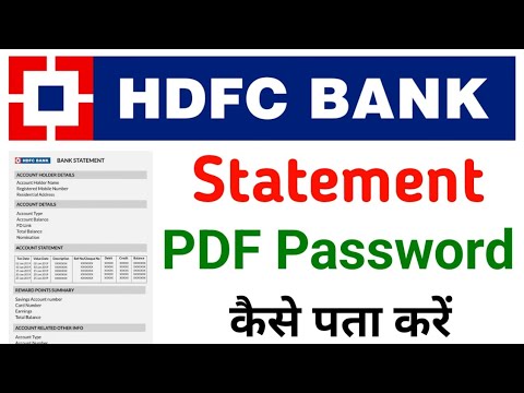 HDFC Account Statement PDF Password Guide 🔑