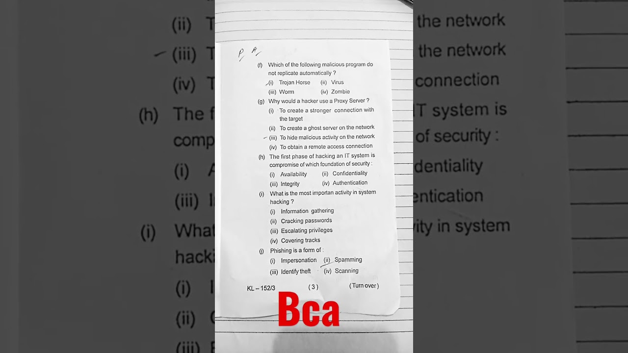 Sem 5 Ranchi University Sem 5 Cyber Security Previous Year Question Paper 📄