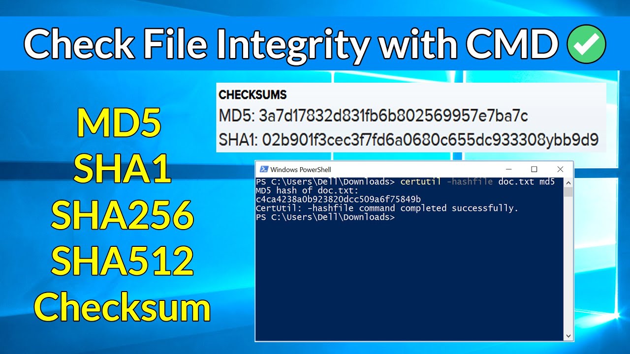 Verify MD5, SHA1, SHA256, SHA512 Checksums in Windows Using CMD (Fast & Easy!)