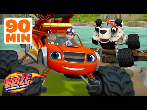 Blaze Rescues BABY Animals & More Missions! 🐼🦖🐘 w/ AJ | 90 Minutes | Blaze and the Monster Machines