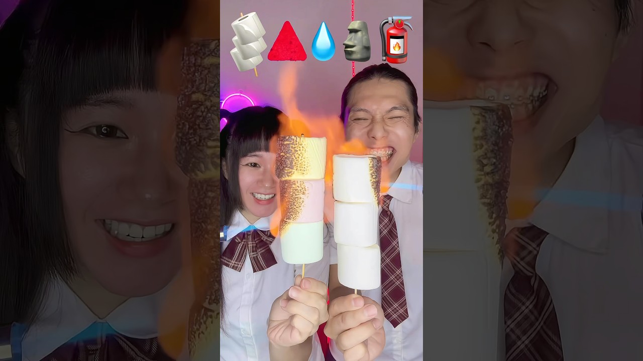 Emoji Food Challenge ASMR π₯΅ Marshmallow Fun