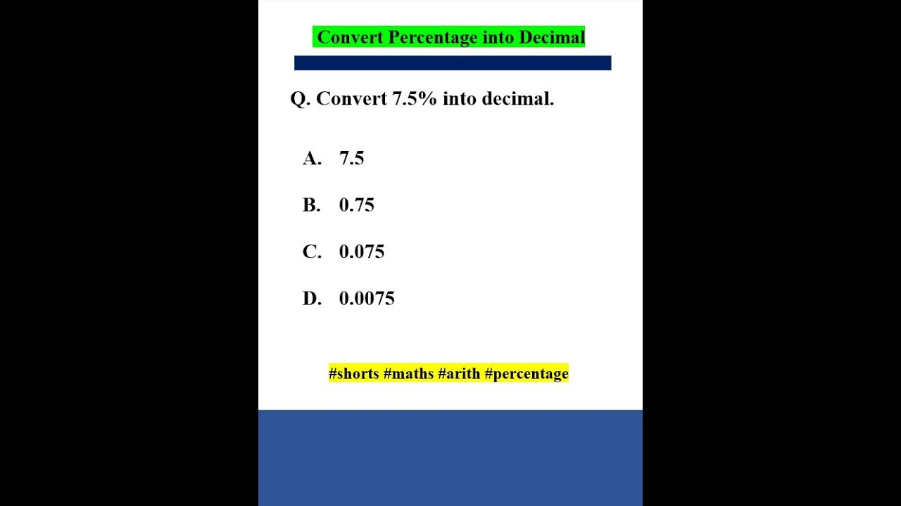 Converting Percentage to Decimal