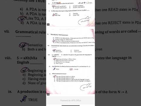 Theory of Automata and Formal Languages LCWU 2015 Past Paper Objective Solutions