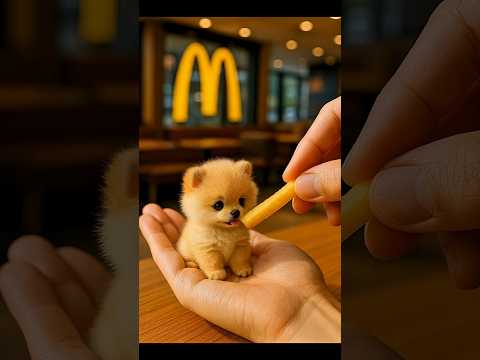 Cute Mini Pomeranian Mukbang 🐶🍟🍫 #teacup #dog #cute #puppy