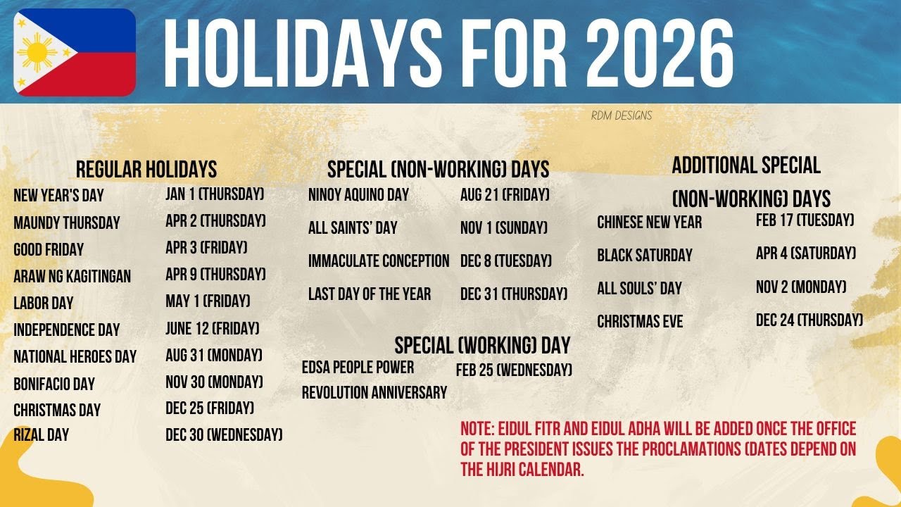 Philippines Holidays 2026 Calendar 📅