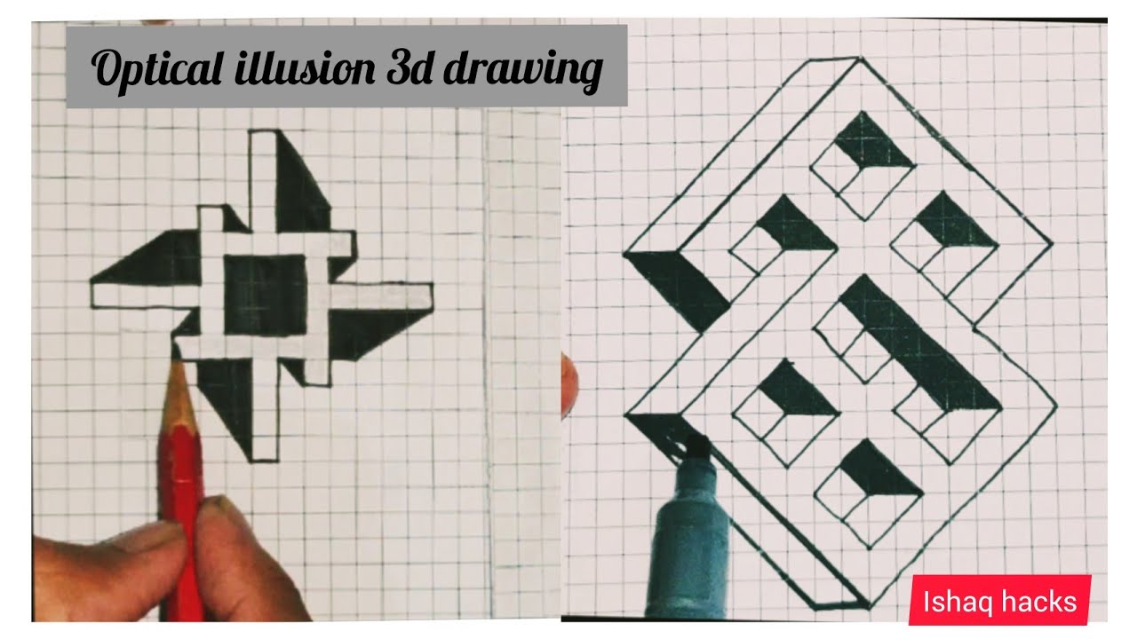 Amazing 3D Drawing on Grid Paper 🎨