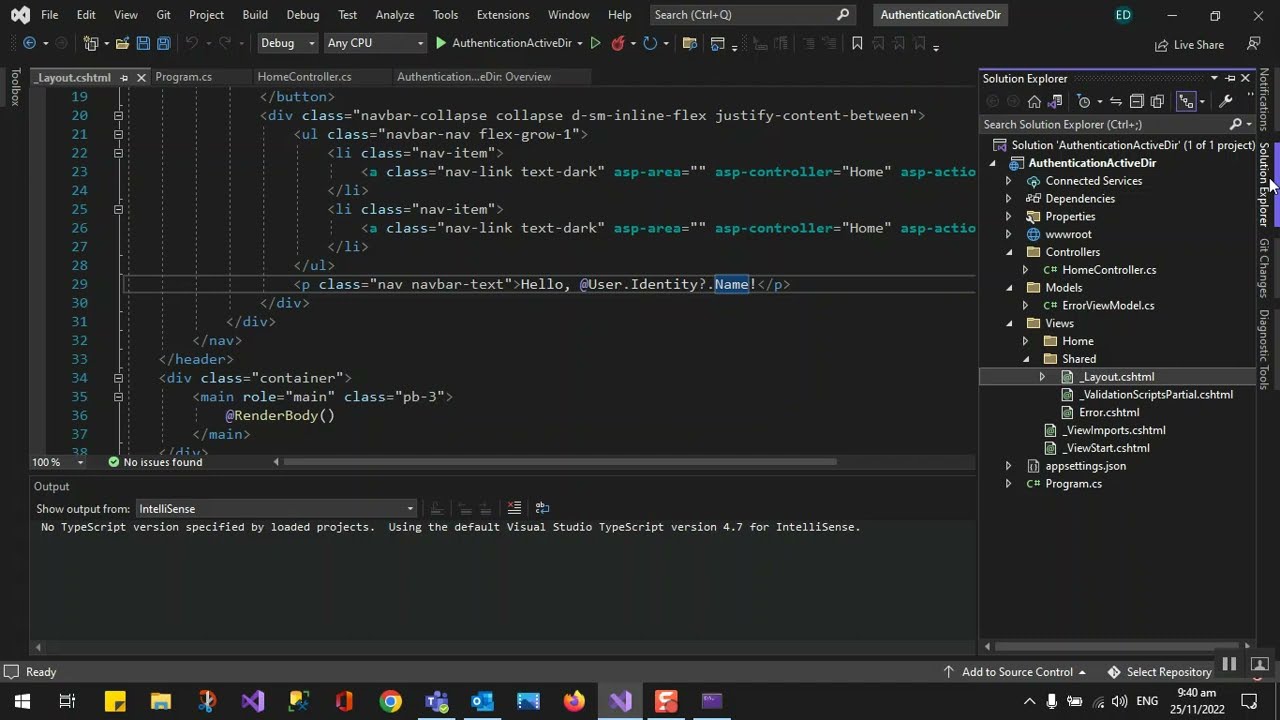 ASP.NET Core MVC with Active Directory Authentication | .NET 6 Web App Tutorial