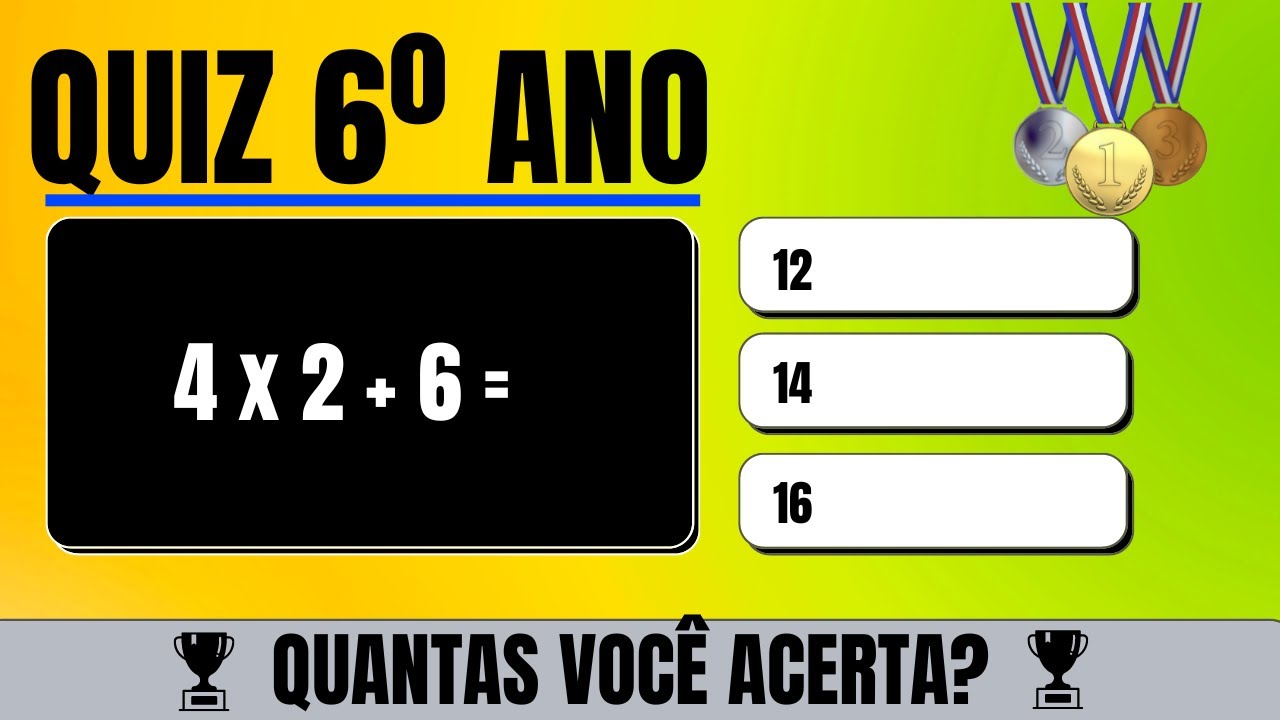 Desafie-se com o Quiz de Matemática do 6º Ano! 🧮 Operações de Soma, Subtração, Multiplicação e Divisão