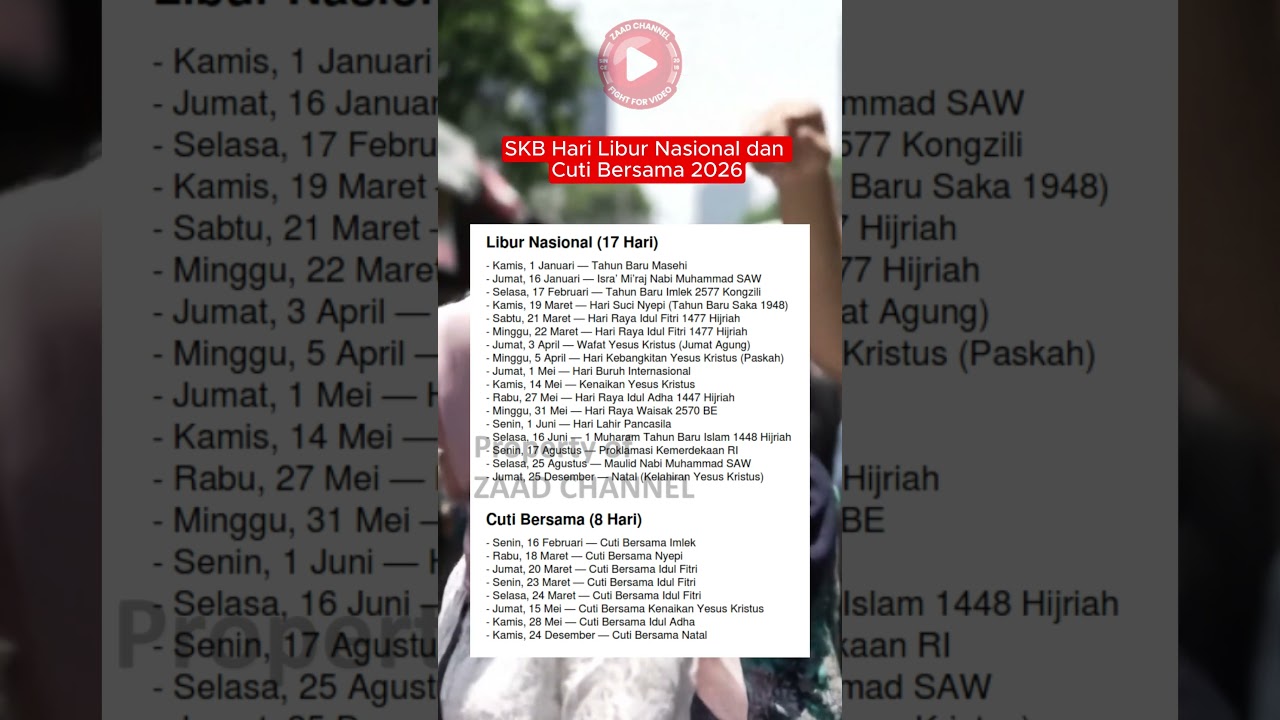 SKB Hari Libur Nasional dan Cuti Bersama 2026