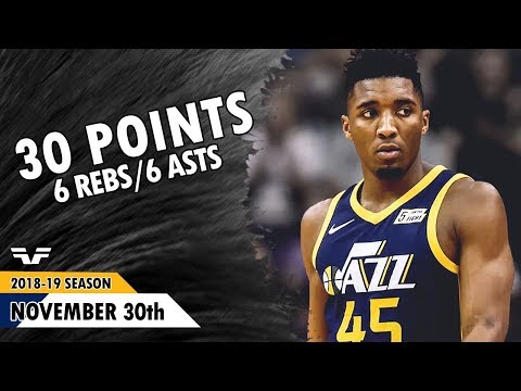 Donovan Mitchell - 2018.11.30 - Jazz vs Hornets - 30 Pts, 6 Asts, 6 Rebs