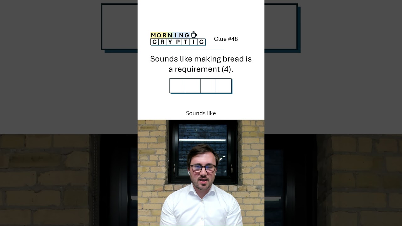 Morning Cryptic #48: 'Sounds like making bread is a requirement' (4)