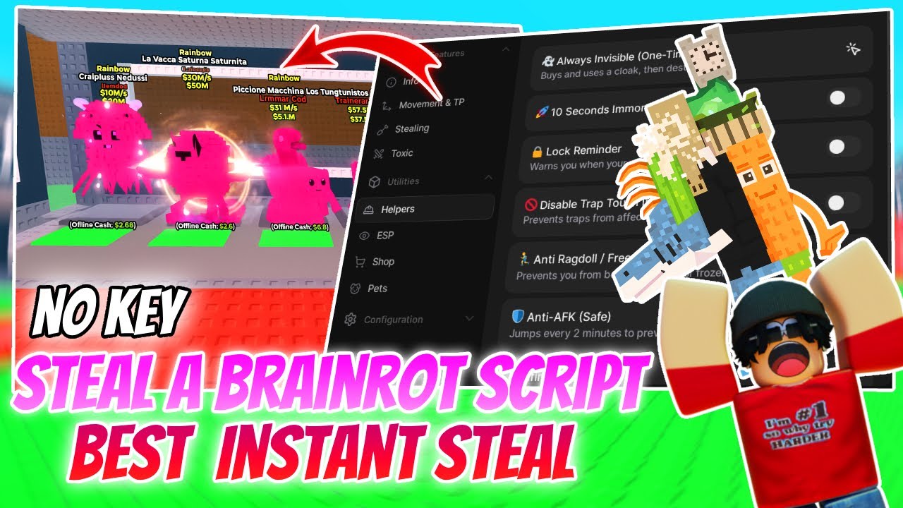 Ultimate Brainrot Script Pastebin – Instant Steal, Anti-Hit, Teleport & More (No Key) 🚀