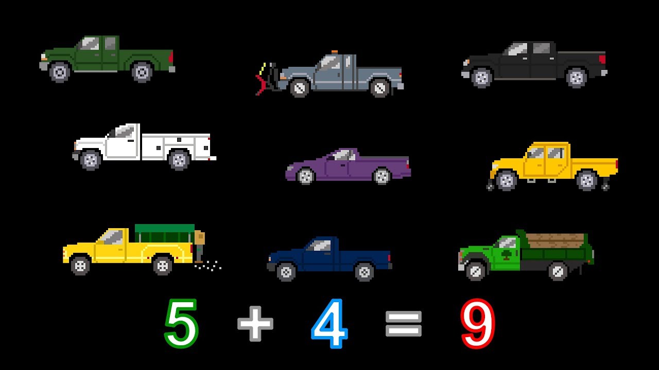 Vehicle Math - Addition 2 - Featuring Trucks, Buses & Emergency Vehicles - The Kids' Picture Show