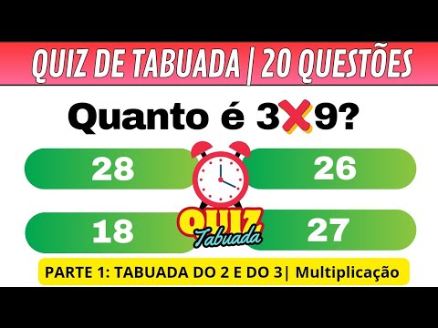 20 perguntas da tabuada ❌️📈✅️ | Multiplicação do 2 e 3| PARTE 1. #quiz #matemáticabásica