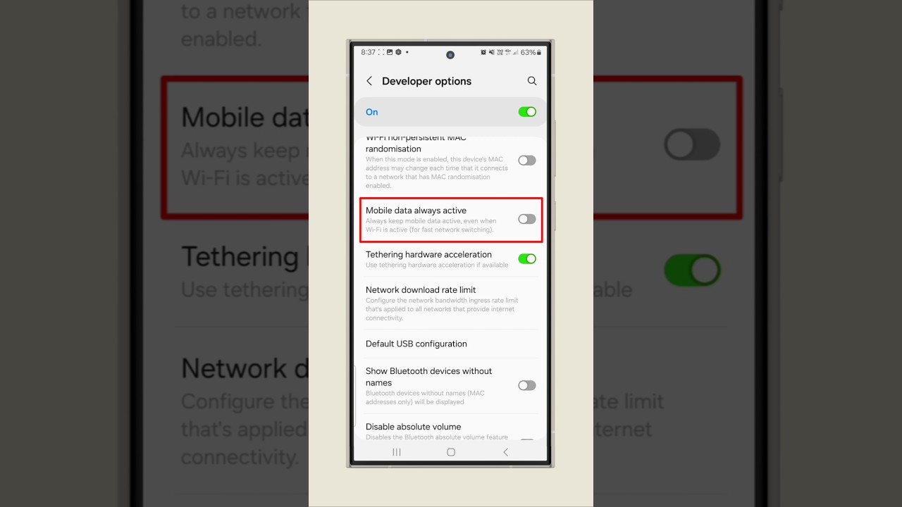 How to enable mobile data always ๐ก activesetting in Samsung new phones ๐ฅ #androidcentral