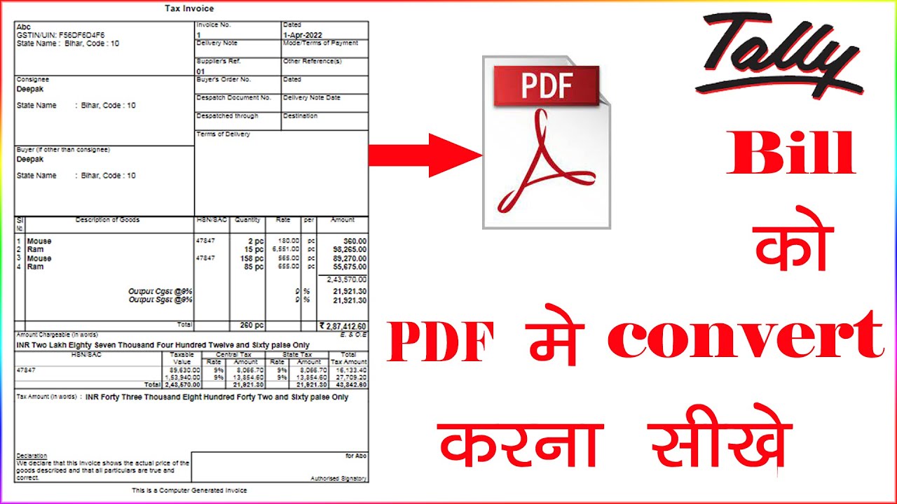 How to Export PDF Files and Create PDF Bills in Tally ERP 9