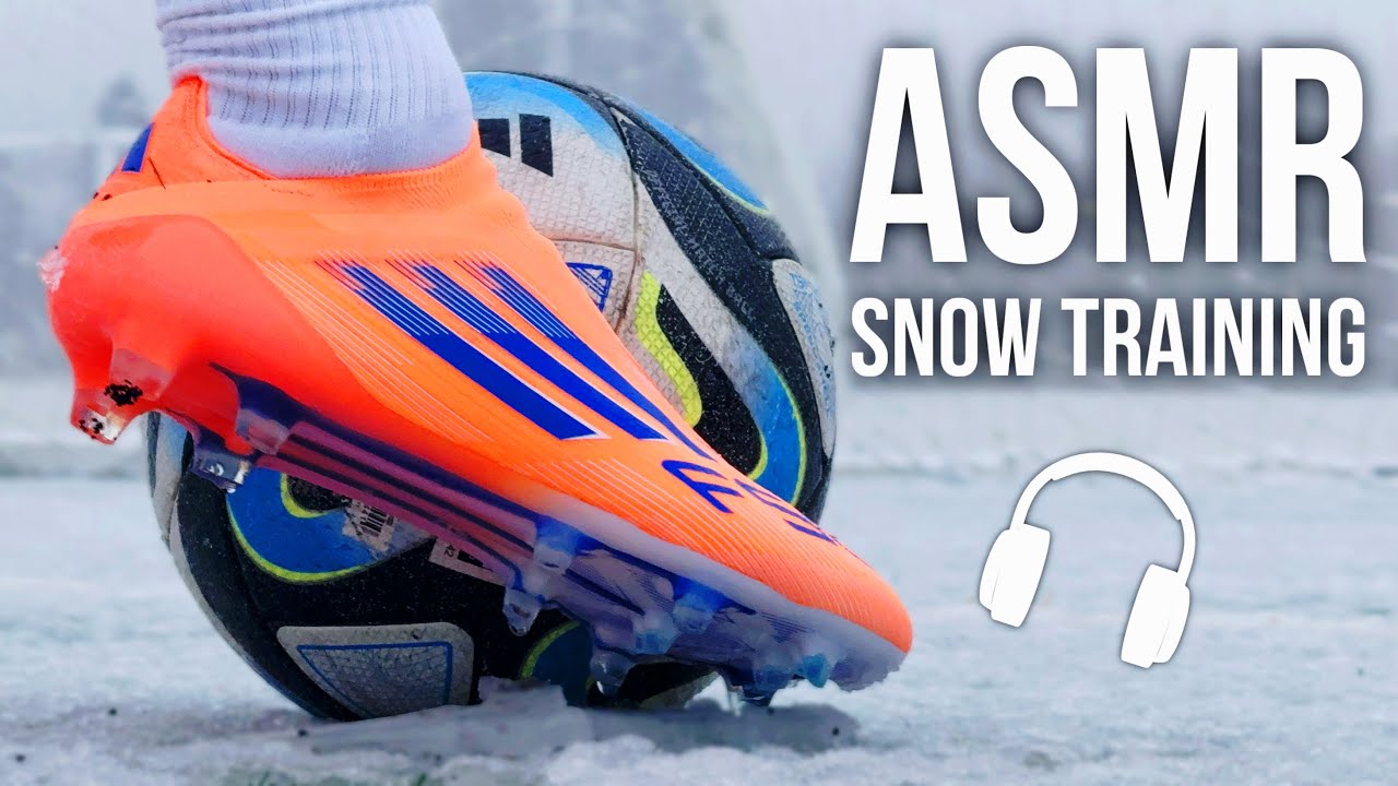 ASMR Snow Football Training Session In Adidas F50 Laceless 