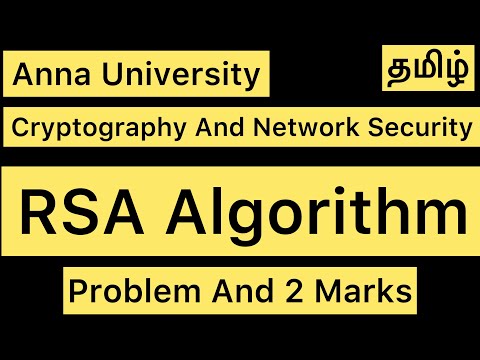 RSA Algorithm | Cryptography And Network Security | Tamil