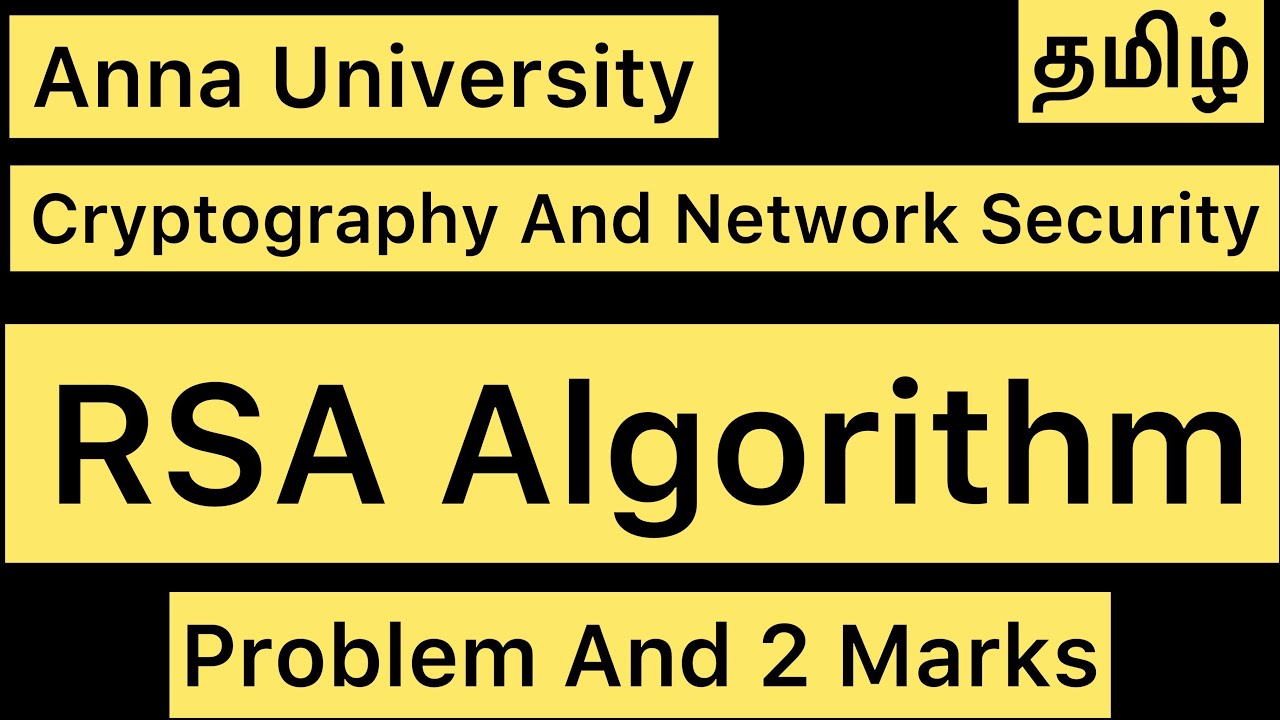 RSA Algorithm Explained | Cryptography & Network Security in Tamil 🔐