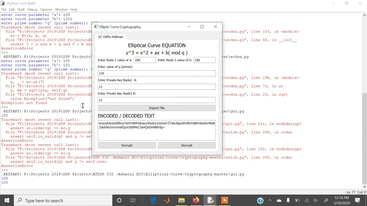 Elliptic Curve Cryptography System: Final Year Engineering Project in Python