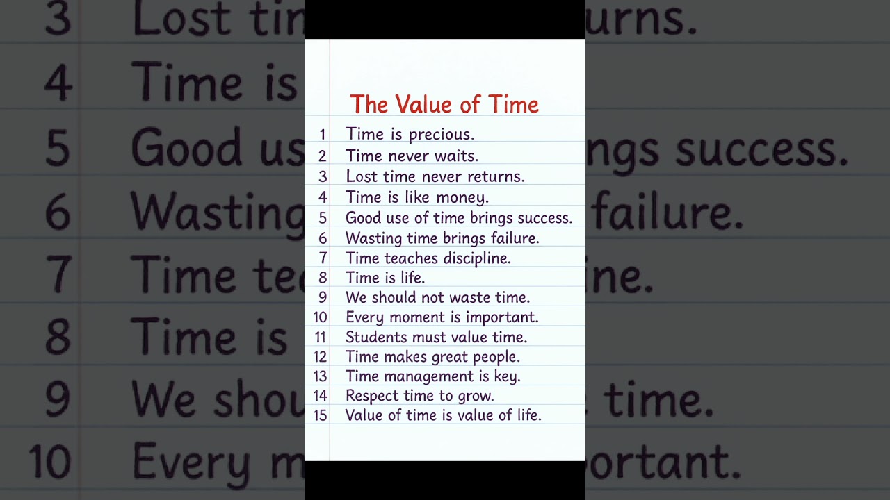 Importance of Time: 15-Line Essay 🕒