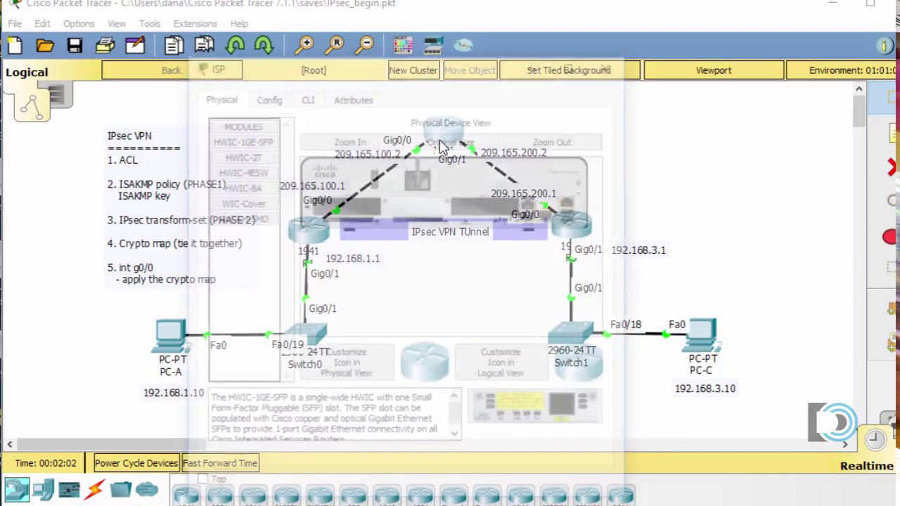 Set Up IPsec VPN Tunnel in Packet Tracer 🔒