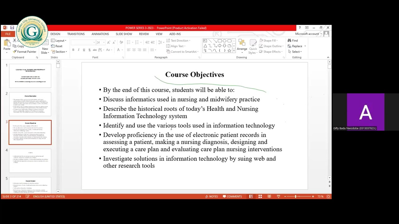 NURS 322 Nursing Informatics Lecture 2 - Jan 2024