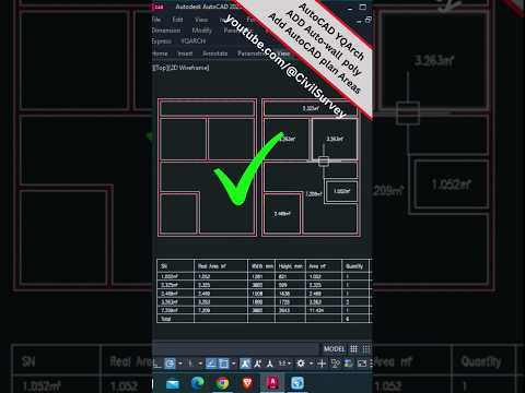 YQArch Plugin - Auto Wall & Plan Area Table #autocad #architecture