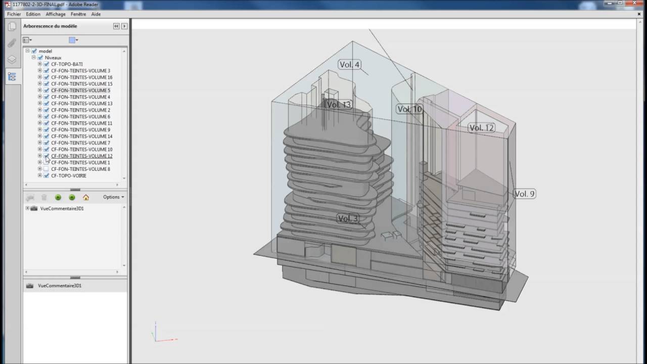 Visualisation 3D d'une division en volumes pour un ensemble immobilier