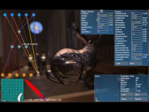 Material Design using Neuro-Evolution of Augmenting Topologies