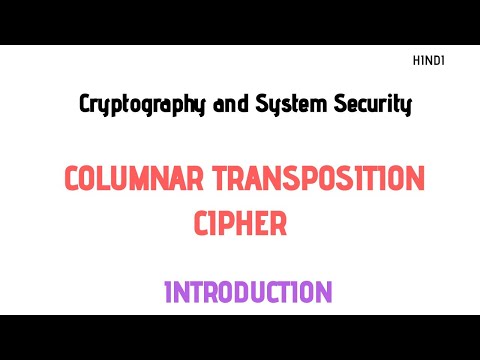 Columnar Transposition Technique | Transposition Cipher| Introduction in Hindi |CSS