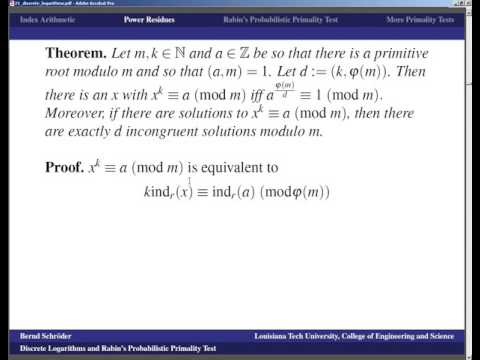 LSU Number Theory Lecture 21 discrete logarithms